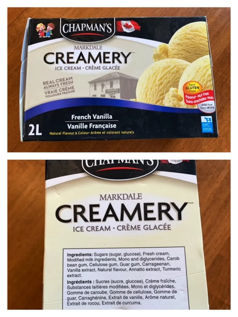 gluten-free Chapman's Ice Cream